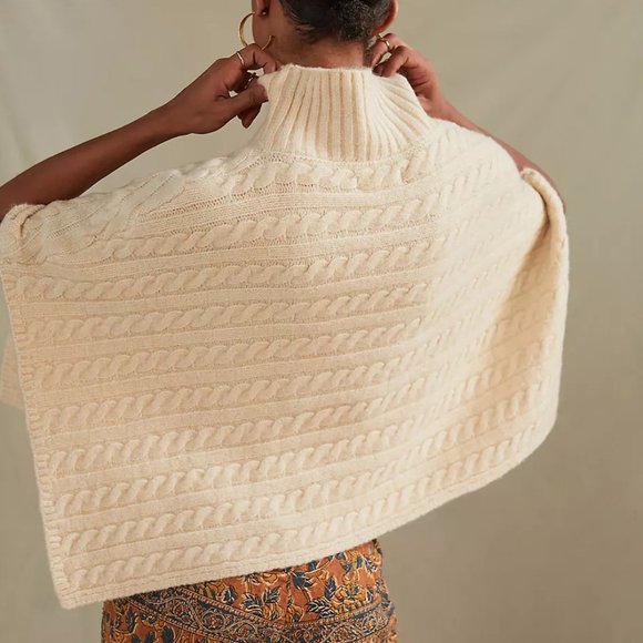 Anthropologie Cable-Knit Cropped Poncho - Picture 2 of 3